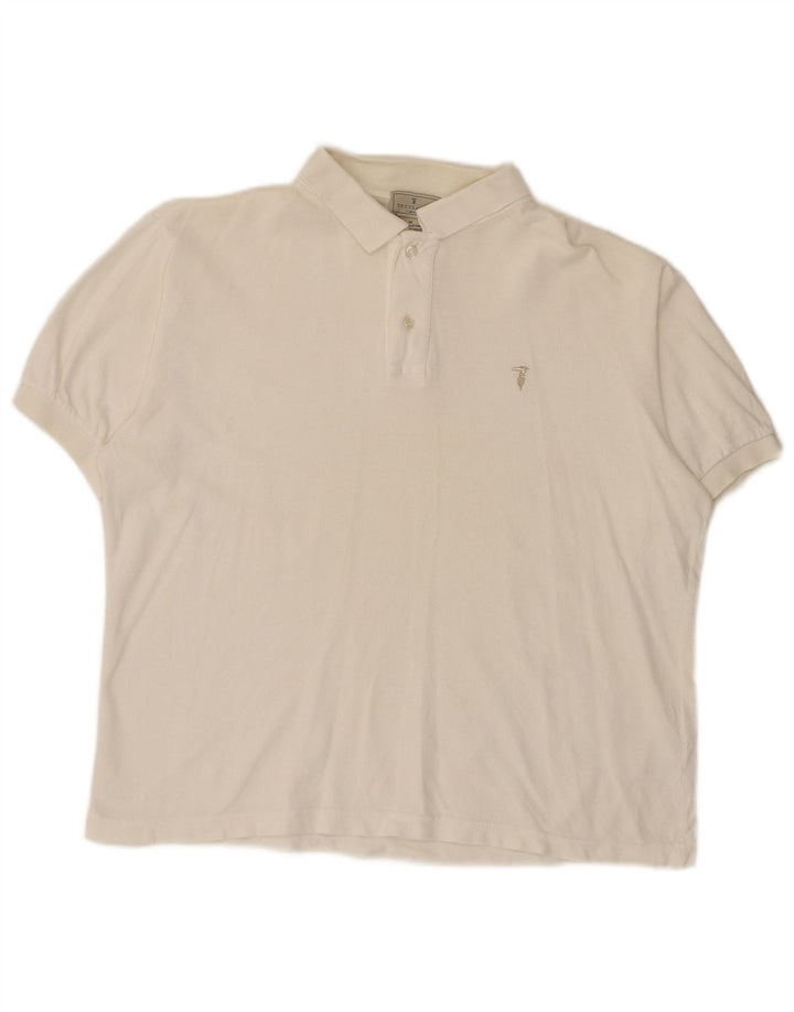 TRUSSARDI Mens Polo Shirt Medium White Cotton