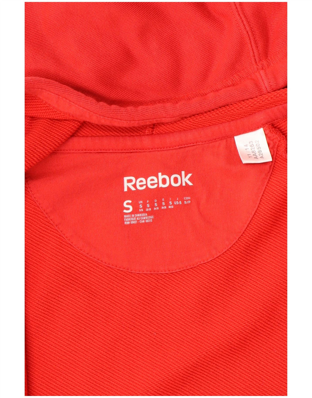 Maglione con cappuccio e zip da donna Reebok UK 10 Small Rosso