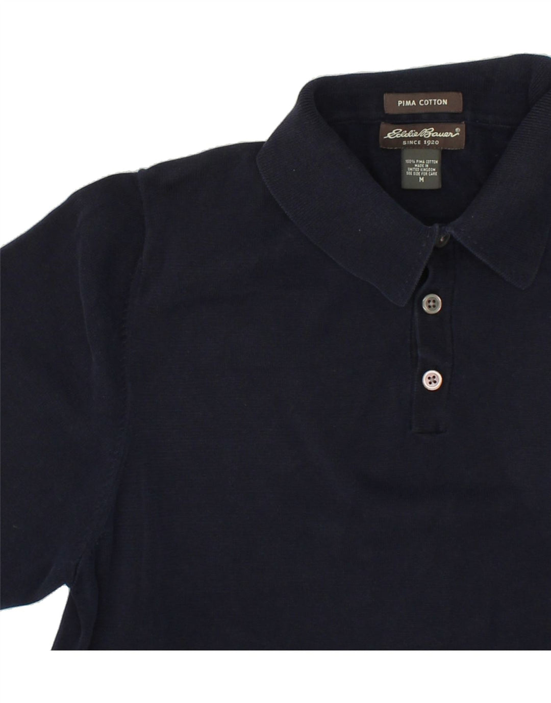 EDDIE BAUER Mens Polo Shirt Medium Navy Blue Cotton Vintage Eddie Bauer and Second-Hand Eddie Bauer from Messina Hembry 