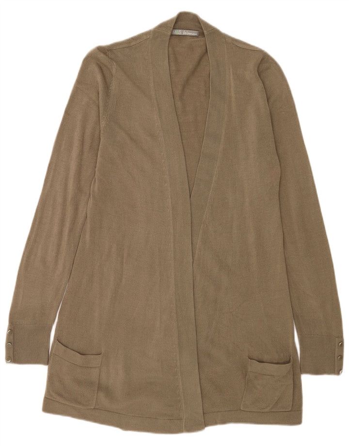 Maglione cardigan aperto lungo da donna Marks & Spencer UK 14 Cachi medio
