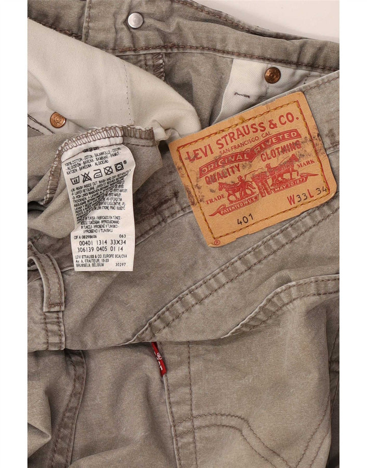 Levi's Uomo 401 Jeans dritti W33 L28 Cotone grigio
