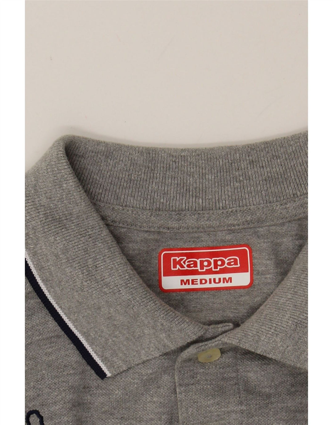 KAPPA Mens Long Sleeve Polo Shirt Medium Grey Cotton Vintage Kappa and Second-Hand Kappa from Messina Hembry 