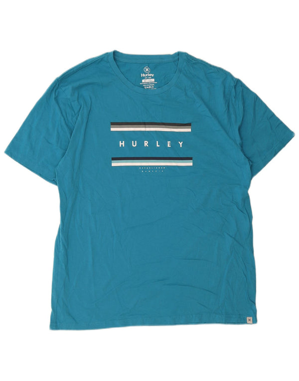 T-shirt grafica da uomo Hurley Top grande in cotone blu