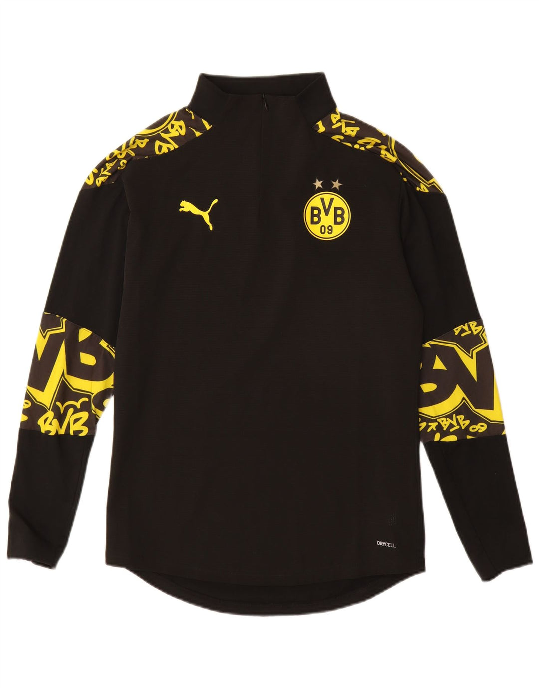 Puma Uomo BVB Dortmund Grafica Zip Collo Pullover Tuta Top Piccola Nera