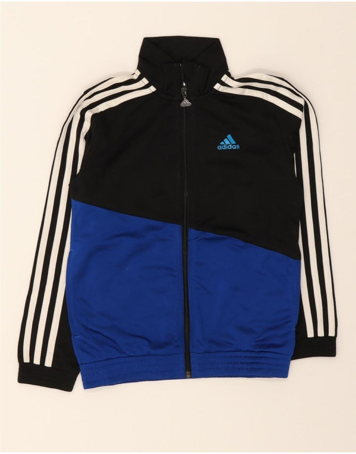 ADIDAS Boys Graphic Tracksuit Top Jacket 7-8 Years Black Colourblock Vintage Adidas and Second-Hand Adidas from Messina Hembry 