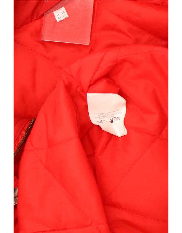 Cappotto giacca a vento con cappuccio da donna VINTAGE UK 12 poliestere rosso medio