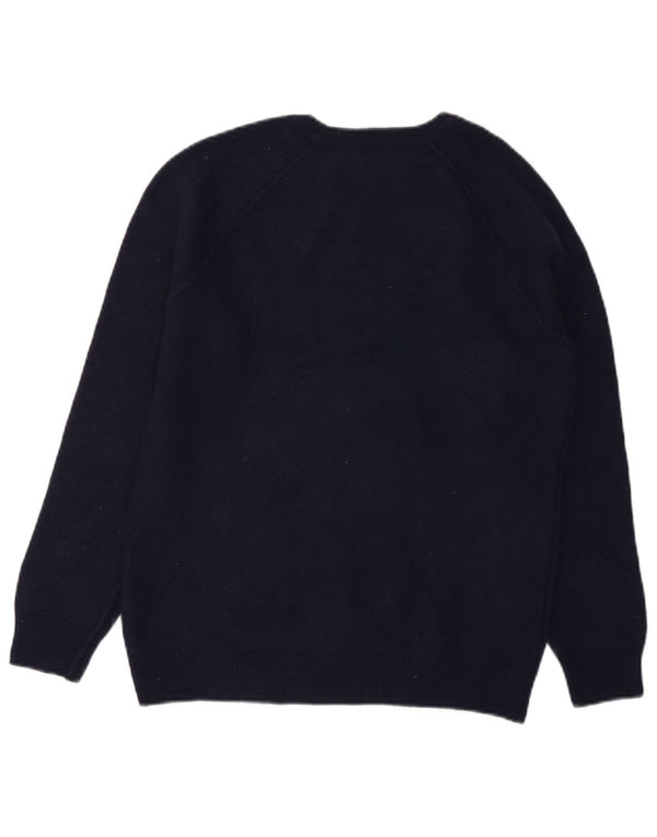 Maglione maglione girocollo da donna Benetton UK 14 lana blu navy medio