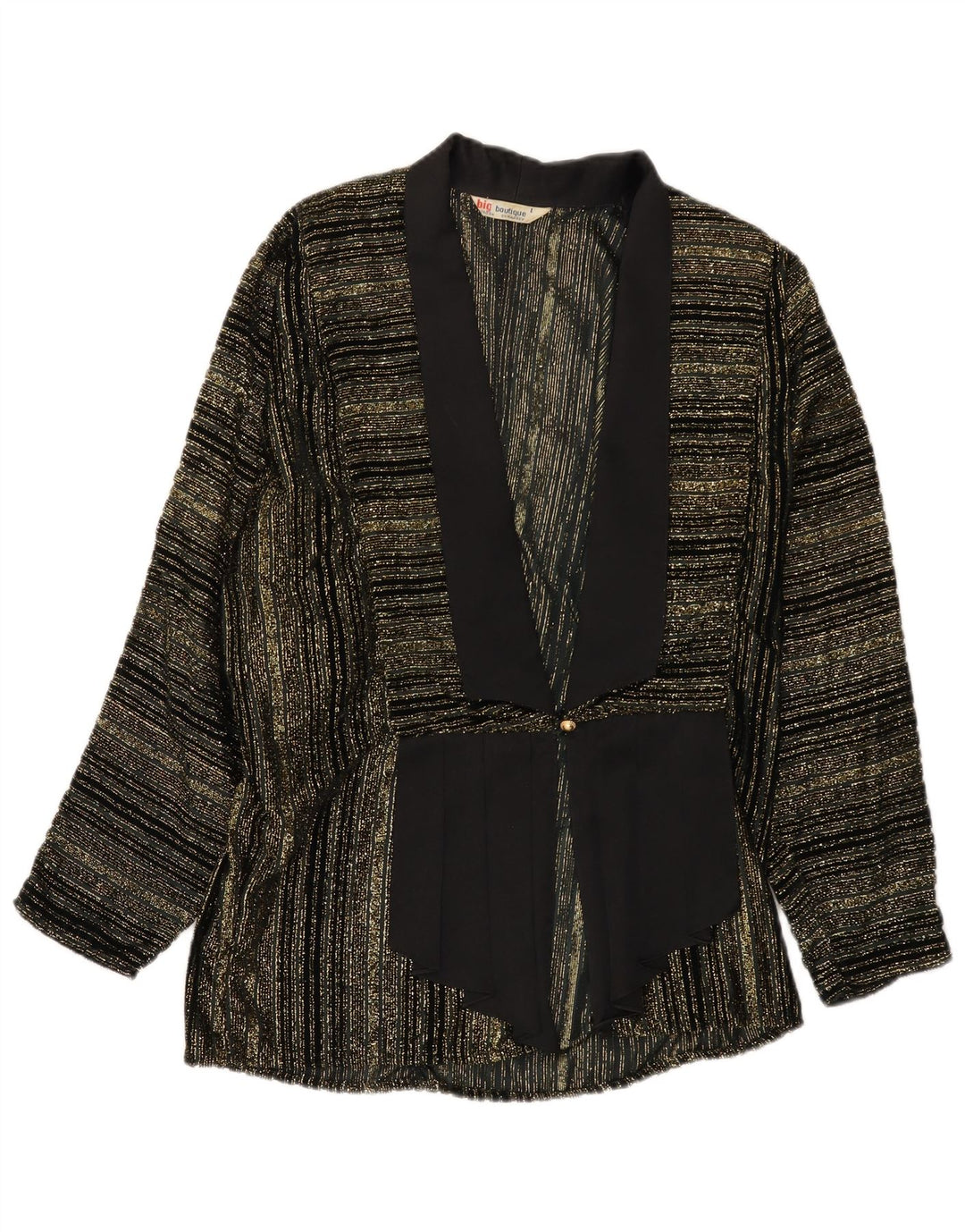 Giacca blazer vintage da donna a 1 bottone UK 16 grande a righe nere