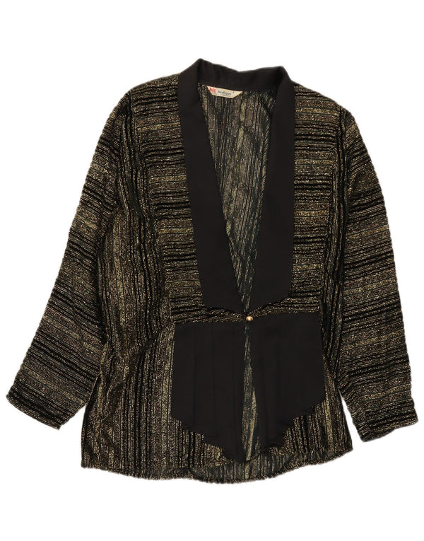 Giacca blazer vintage da donna a 1 bottone UK 16 grande a righe nere