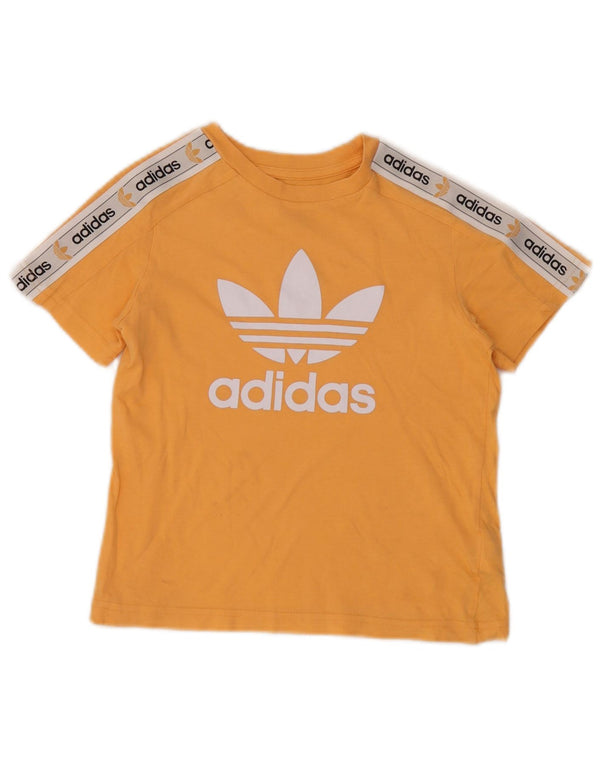 Maglietta grafica Adidas per ragazze, 6-7 anni, in cotone color block giallo