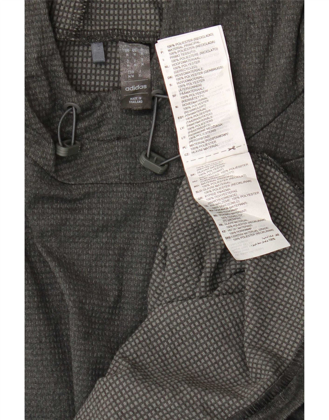 Top Adidas da uomo a maniche lunghe con cappuccio in poliestere grigio medio