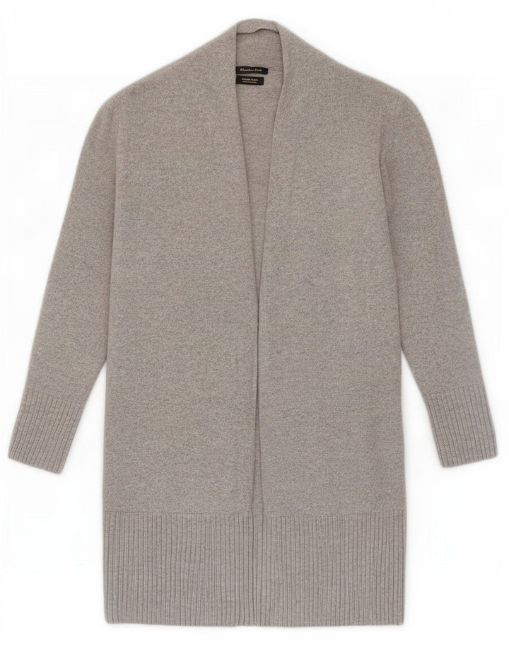 Massimo Dutti Maglione cardigan aperto lungo da donna UK 10 piccolo in lana grigia