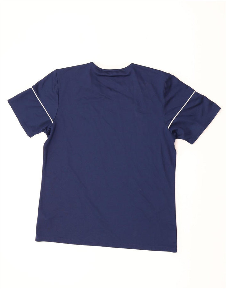Adidas Uomo Climalite T-shirt Top Large Blu Navy Colourblock Poliestere