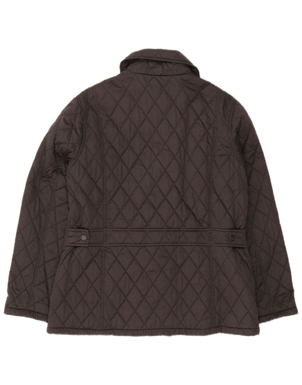 Barbour Womens Double Breasted Quilted Jacket UK 16 Large Grey Polyester