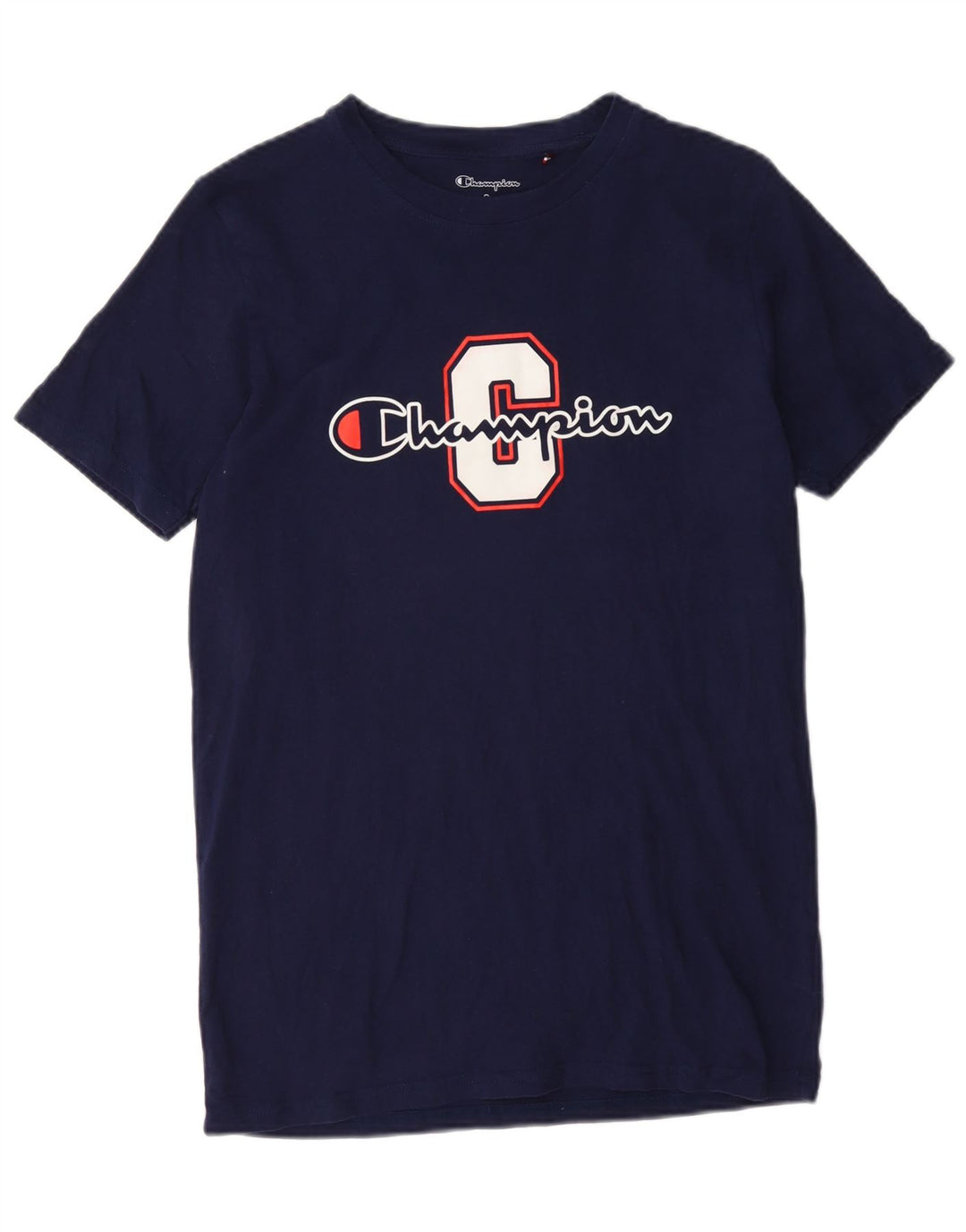 T-shirt grafica da uomo Champion Top piccola in cotone blu navy