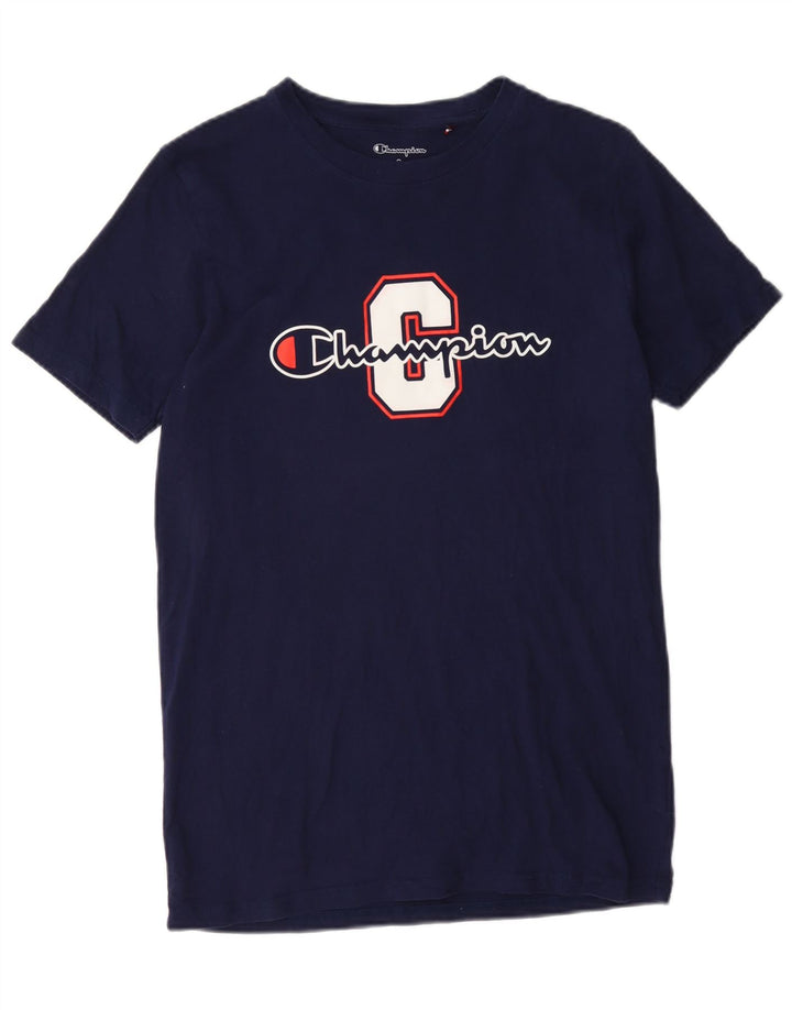 T-shirt grafica da uomo Champion Top piccola in cotone blu navy