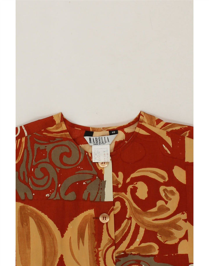 MARELLA Womens Oversized Short Sleeve Shirt UK 10 Small Maroon Patchwork Vintage Marella and Second-Hand Marella from Messina Hembry 