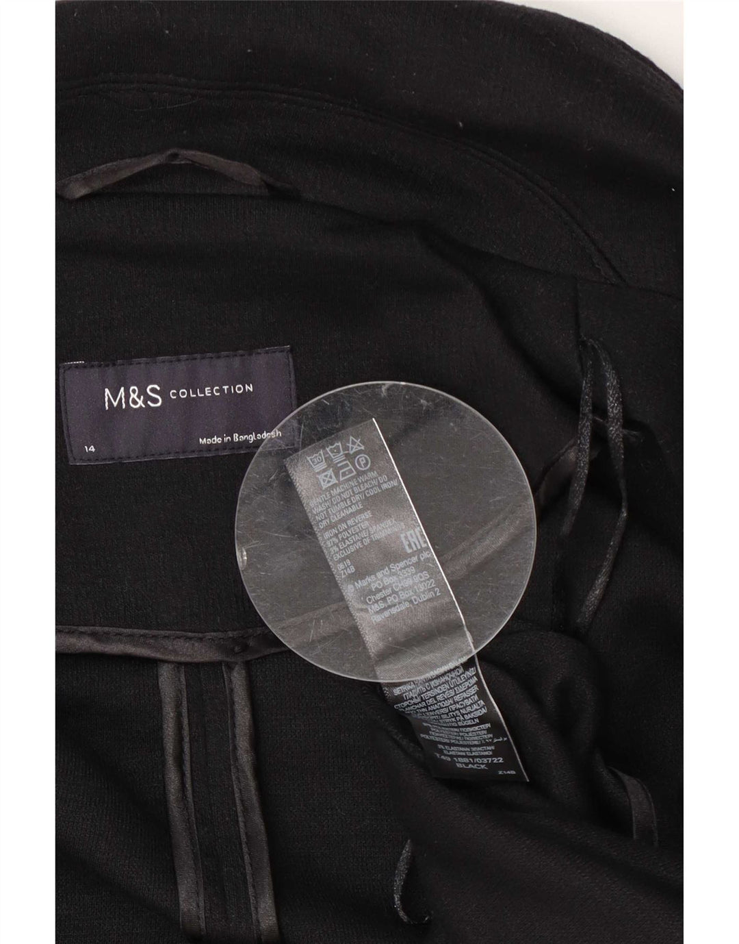 Marks & Spencer Cappotto da donna UK 14 Large Nero Poliestere