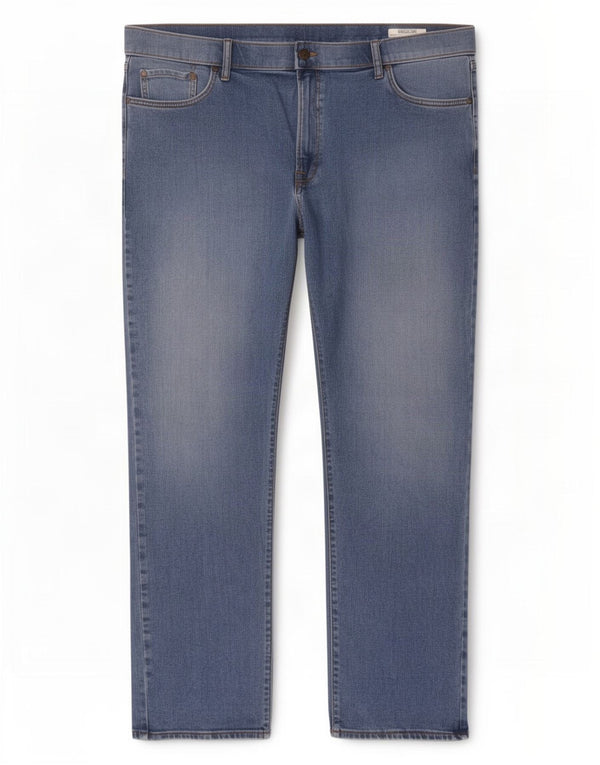 Jeans dritti regolari da uomo Marks & Spencer W44 L31 cotone blu