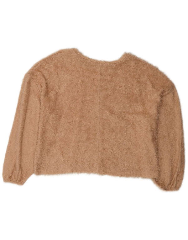Maglione corto girocollo oversize da donna Zara UK 16 Large Beige