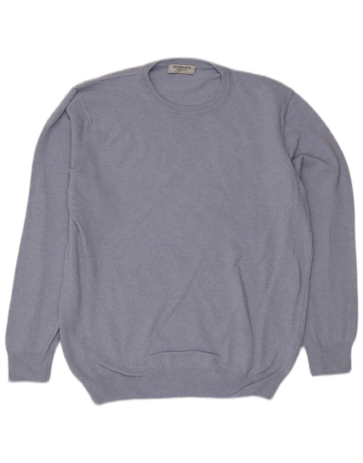 Maglione Trussardi Uomo Girocollo Blu Medio Lana