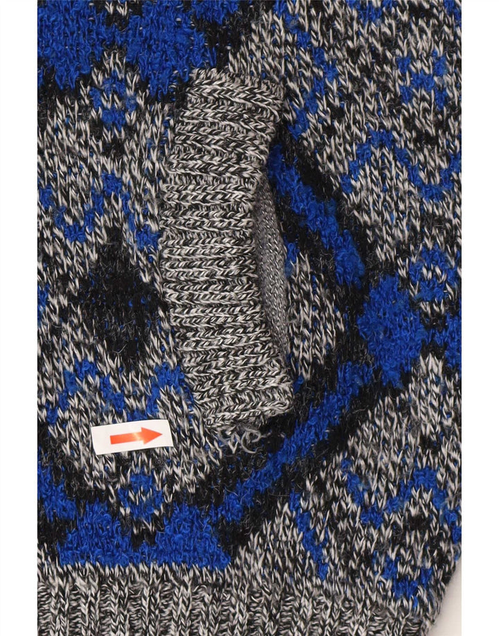 Maglione cardigan da uomo vintage grande grigio geometrico