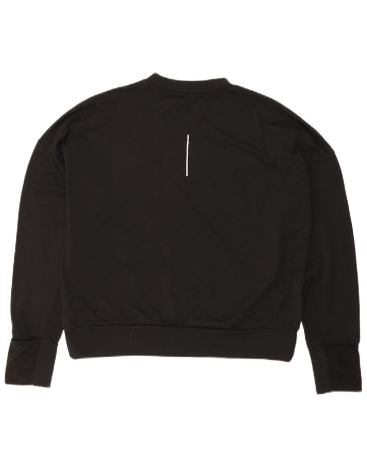 NIKE Top da corsa oversize da donna a maniche lunghe UK 10 Small Nero Poliestere