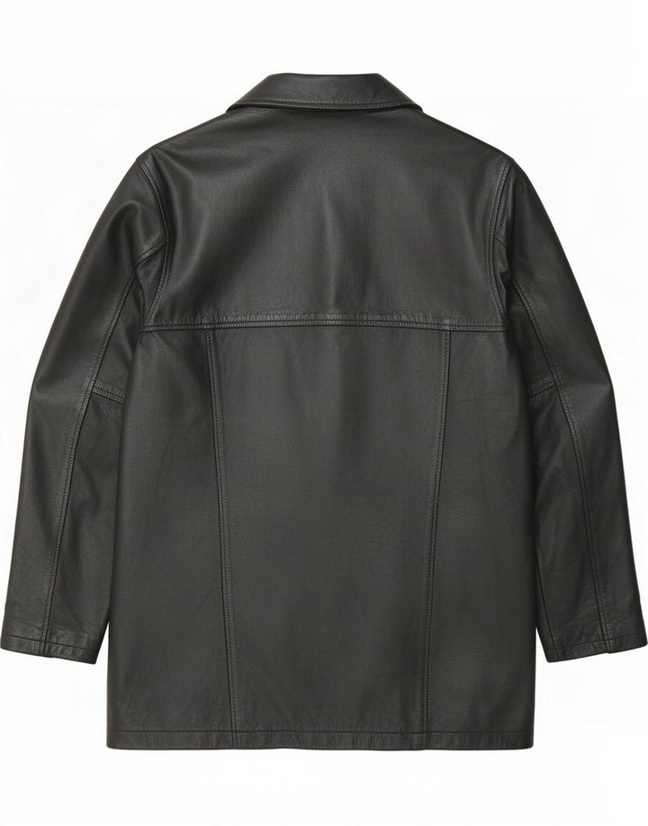 Cappotto in pelle vintage da uomo UK 38 medio nero