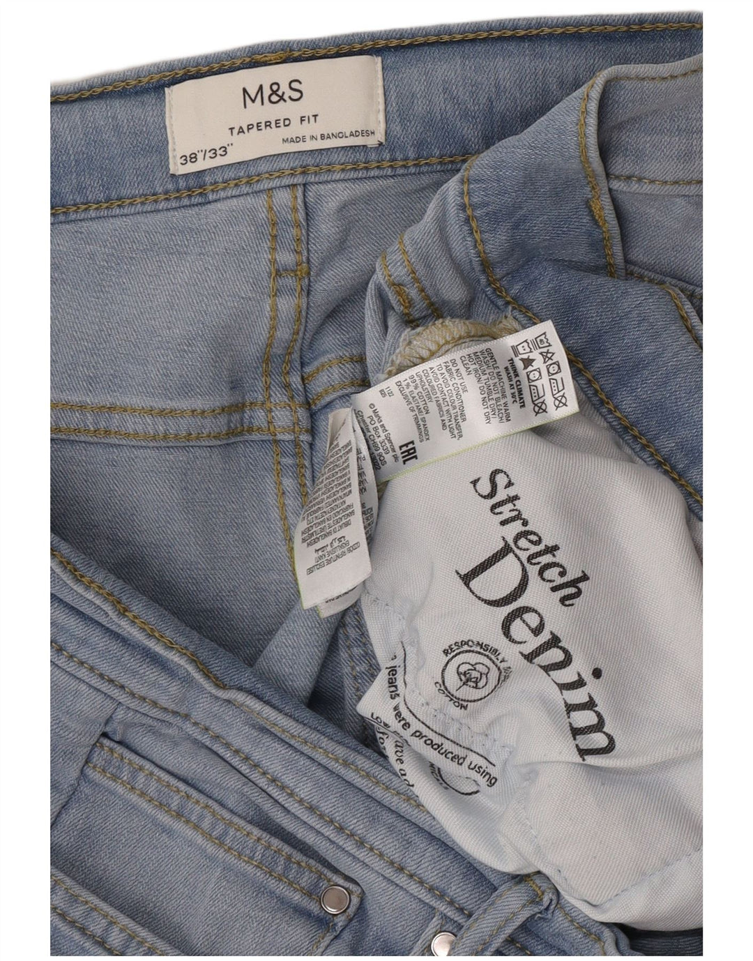 Jeans affusolati da uomo Marks & Spencer W38 L30 cotone blu
