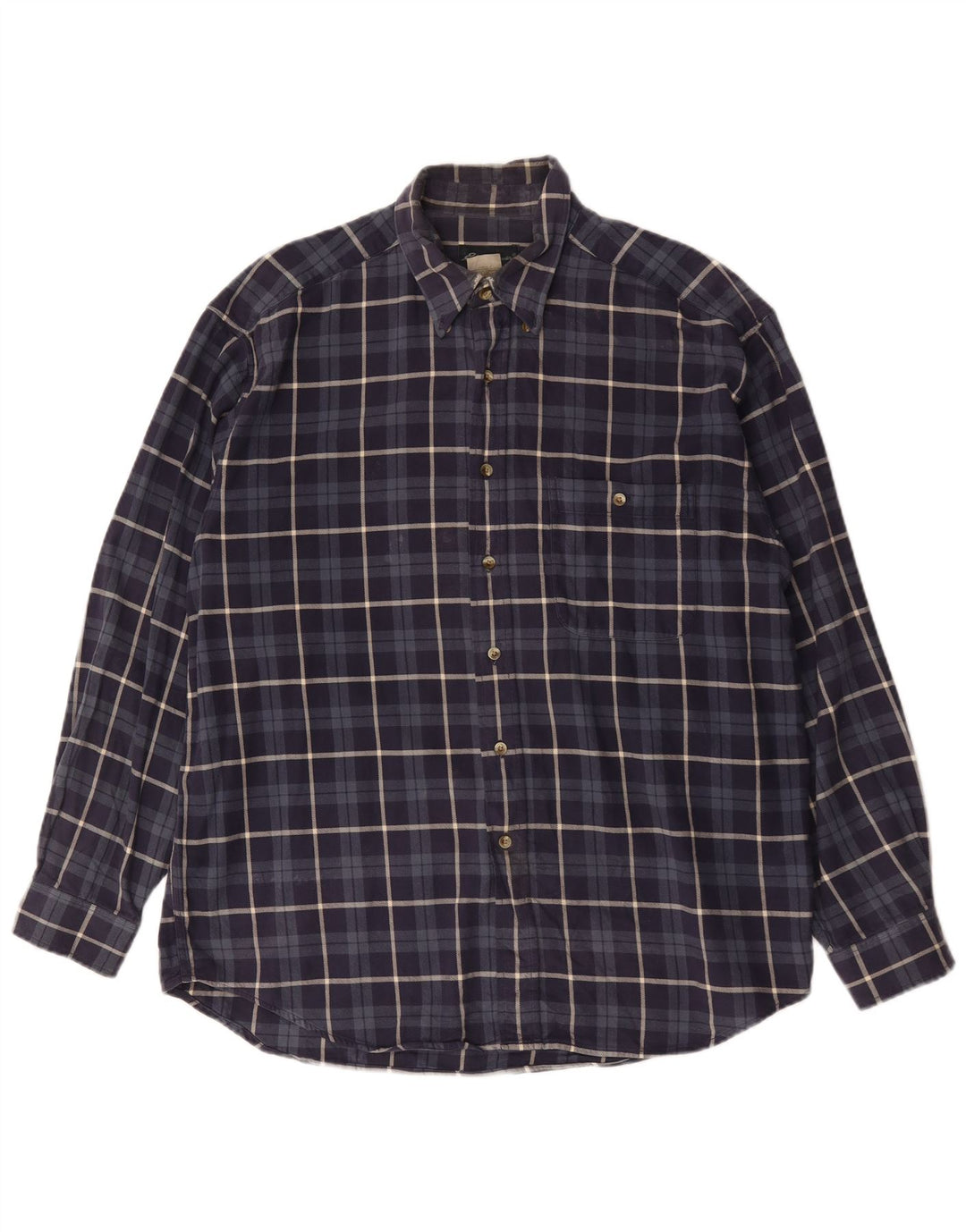 Eddie Bauer Camicia da uomo in flanella di cotone a quadri blu navy grande
