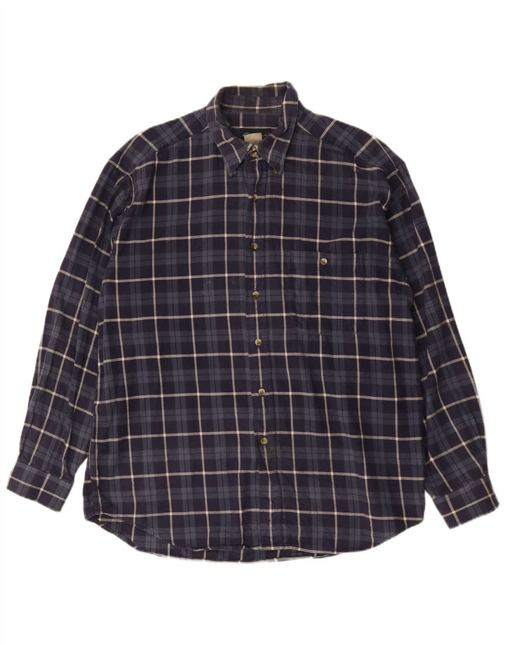 Eddie Bauer Camicia da uomo in flanella di cotone a quadri blu navy grande