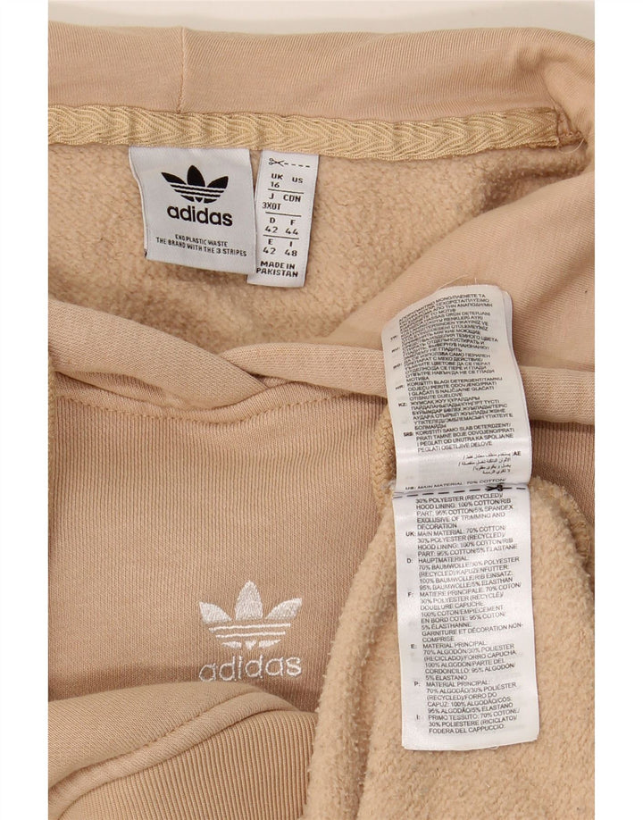 Felpa con cappuccio da donna ADIDAS UK 16 grande in cotone beige