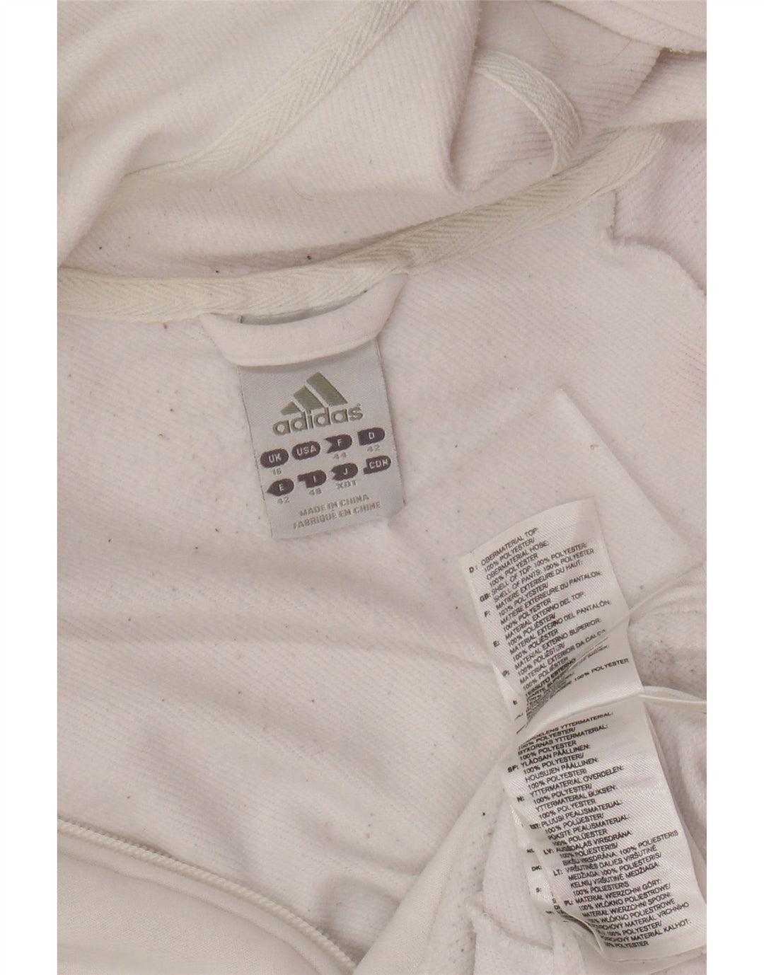 Maglione con cappuccio e zip corta Adidas da donna UK 16 Large Poliestere bianco