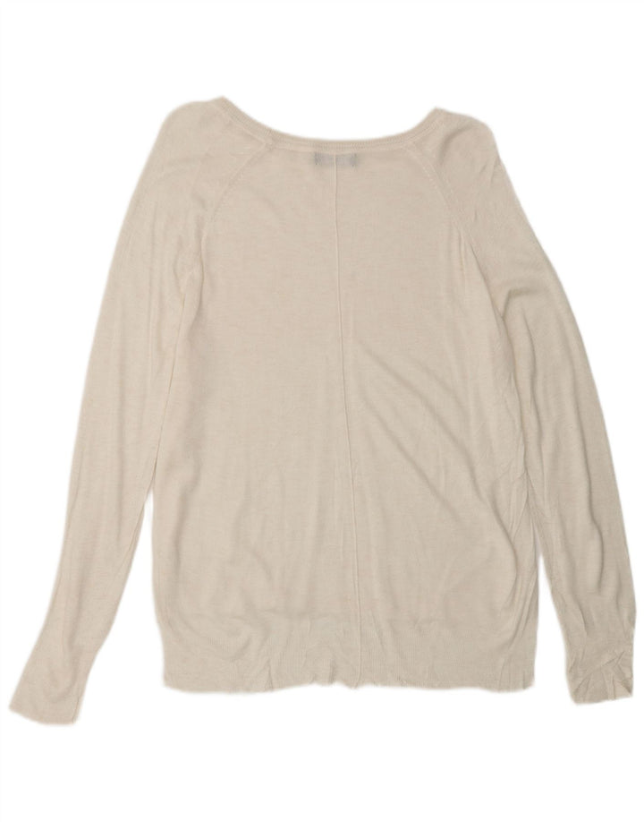 Maglione ZARA da donna con scollo a barca UK 14 medio bianco