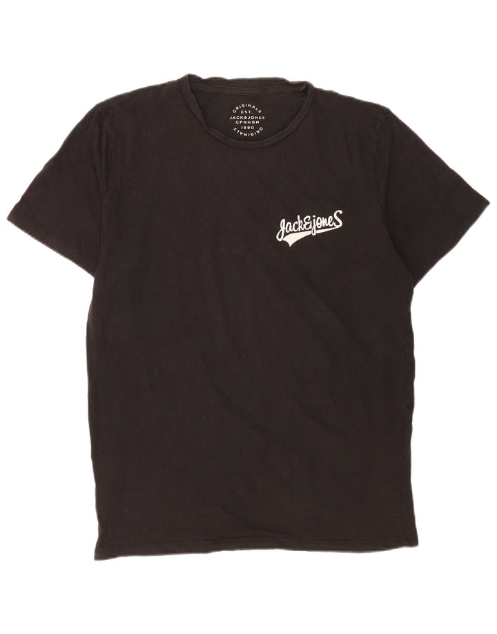 T-shirt grafica da uomo Jack & Jones Top piccola in cotone nero