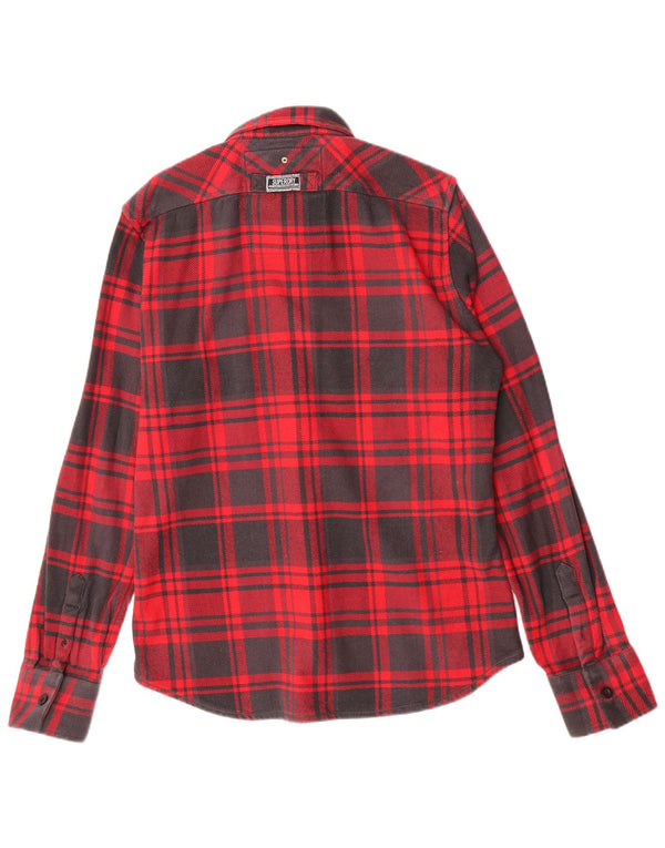 Camicia da uomo in flanella da boscaiolo Superdry XL in cotone a quadri rossi