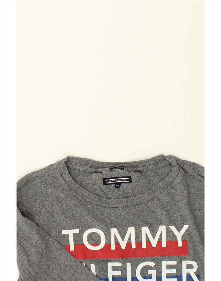 TOMMY HILFIGER Boys Graphic Top Long Sleeve 13-14 Years Grey Flecked | Vintage Tommy Hilfiger | Thrift | Second-Hand Tommy Hilfiger | Used Clothing | Messina Hembry 