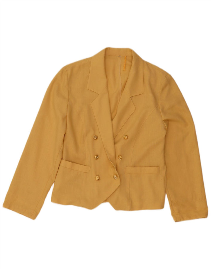 Giacca blazer doppiopetto vintage da donna IT 40 piccola gialla