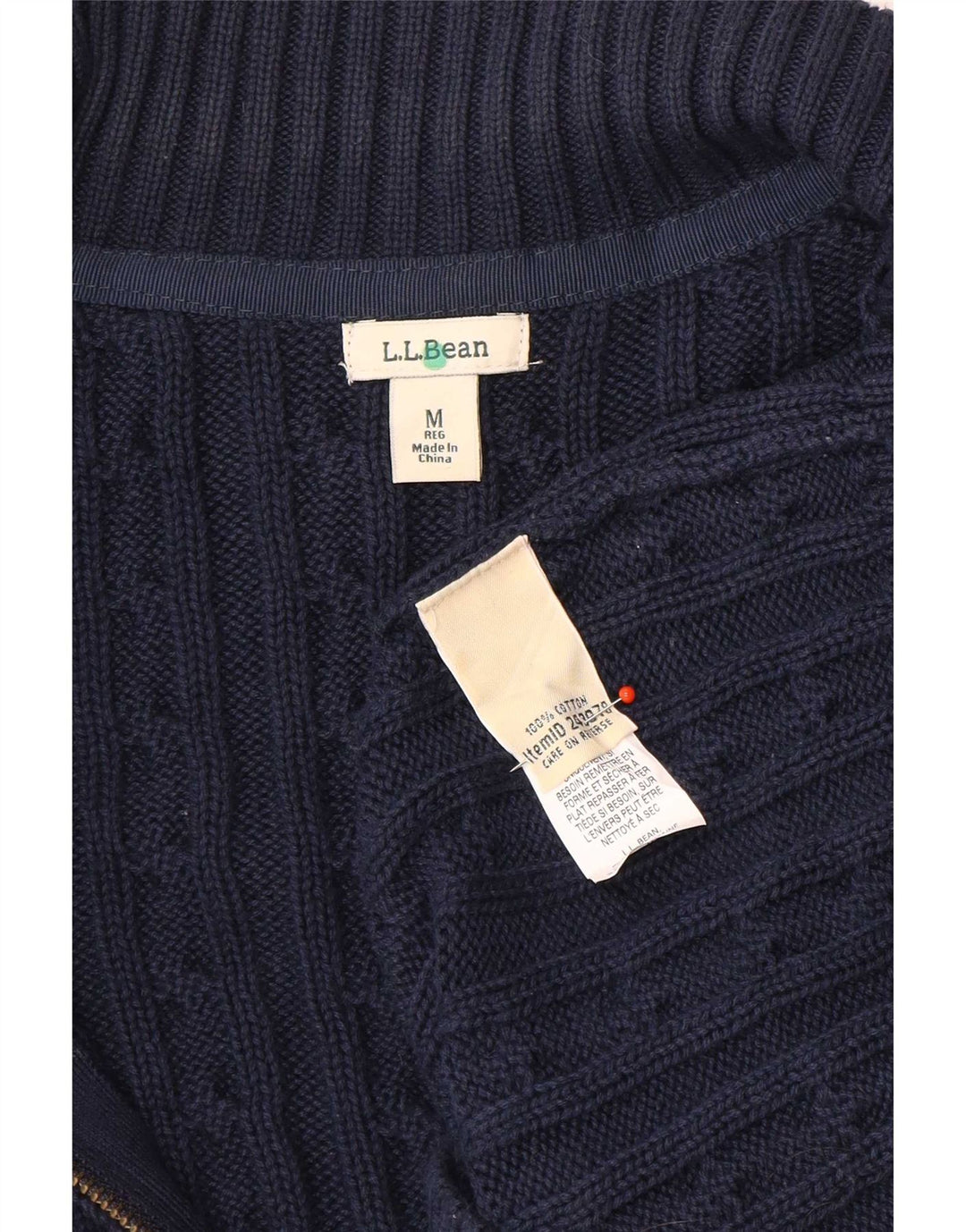 Maglione cardigan da donna L.L.Bean UK 14 cotone blu navy medio