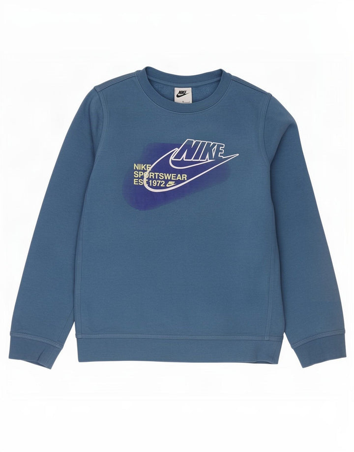 Felpa grafica Nike da bambino, 10-11 anni, cotone blu medio
