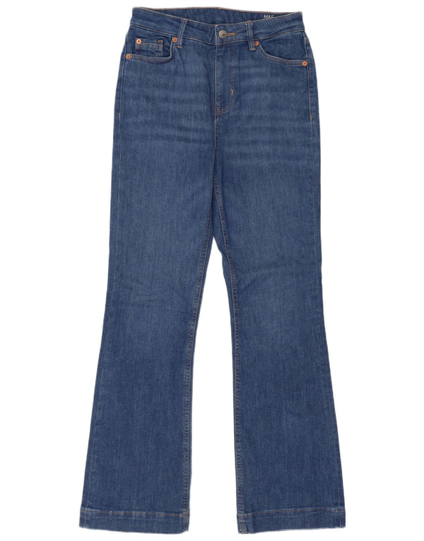 Jeans svasati a vita alta da donna Marks & Spencer UK 10 piccoli W28 L31 blu