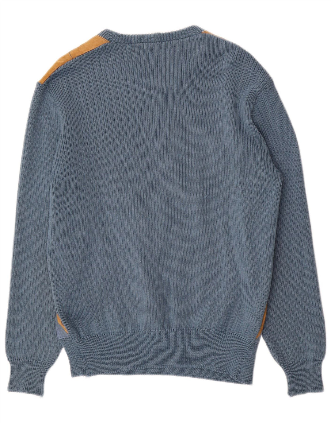Maglione maglione girocollo da uomo vintage blu medio a rombi/acrilico con diamanti