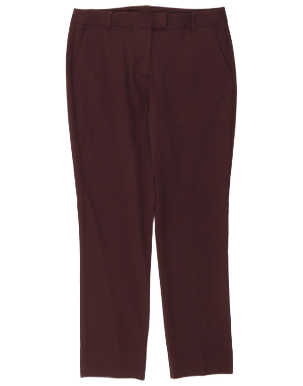 Pantaloni da abito slim da donna Reiss UK 10 piccoli W28 L26 poliestere bordeaux