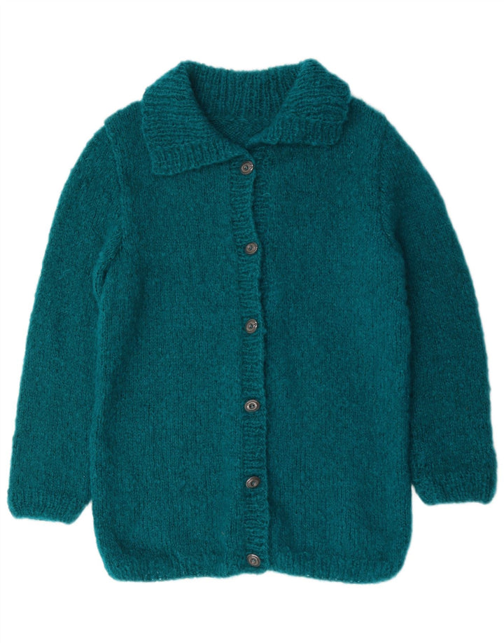 Maglione cardigan da donna vintage UK 12 blu medio