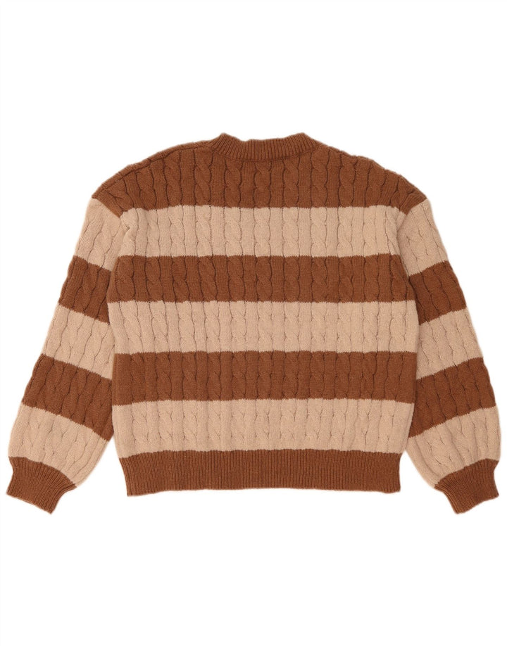 Maglione maglione con scollo a V da donna SHEIN UK 14 Blocco colore marrone medio