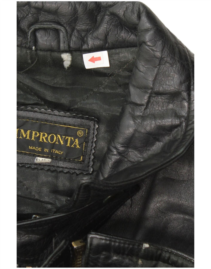 Giacca da corsa in pelle da donna vintage UK 18 XL in pelle nera