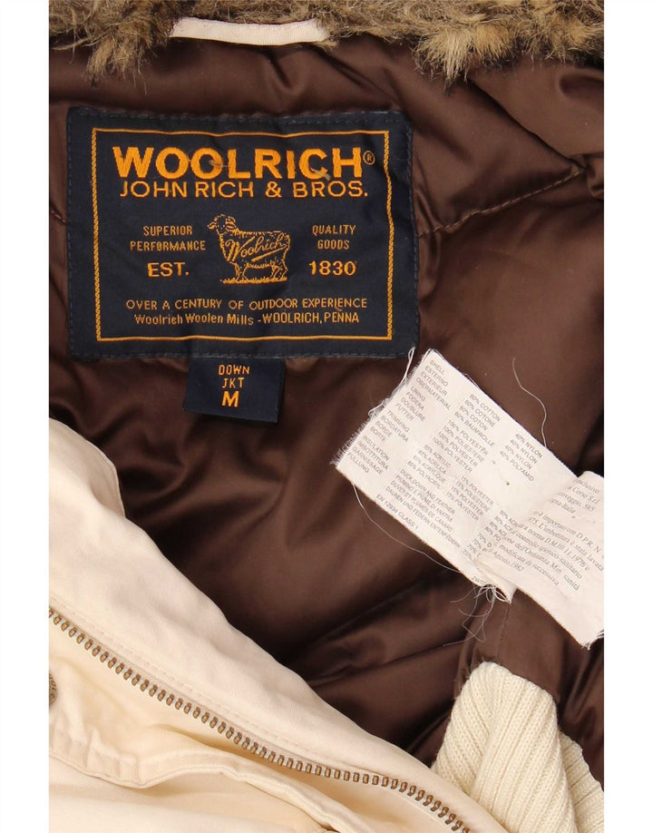 Giacca imbottita con cappuccio da donna Woolrich UK 14 cotone bianco medio