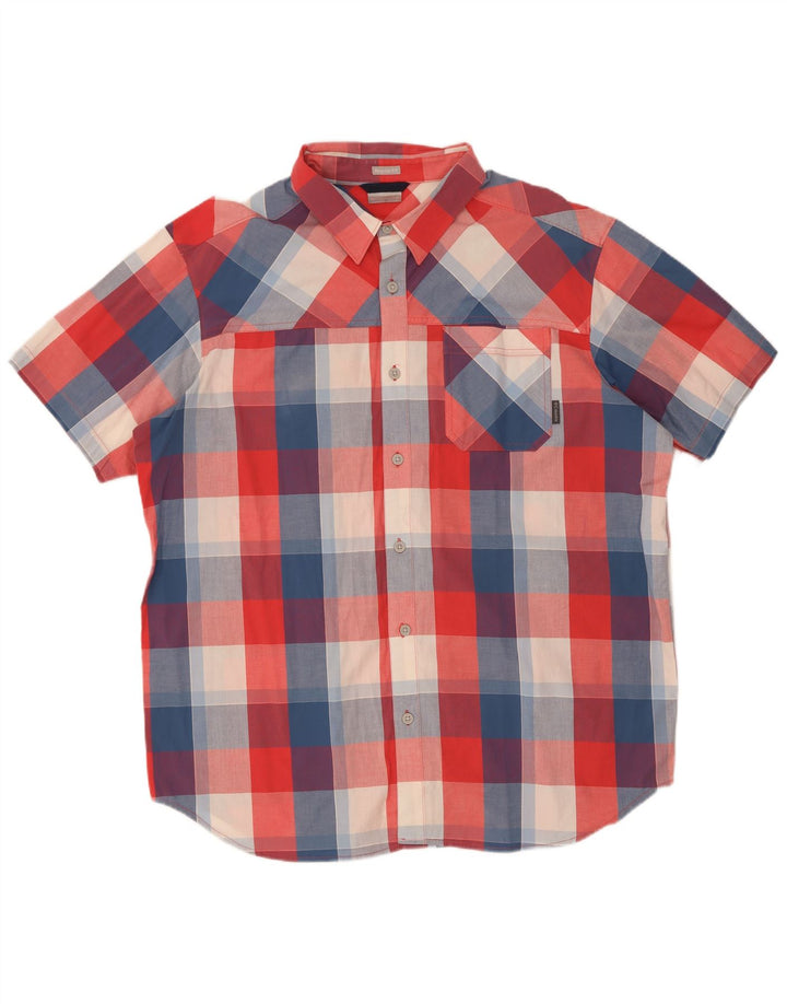 Camicia Columbia da uomo a maniche corte vestibilità regolare XL in cotone a quadri multicolore
