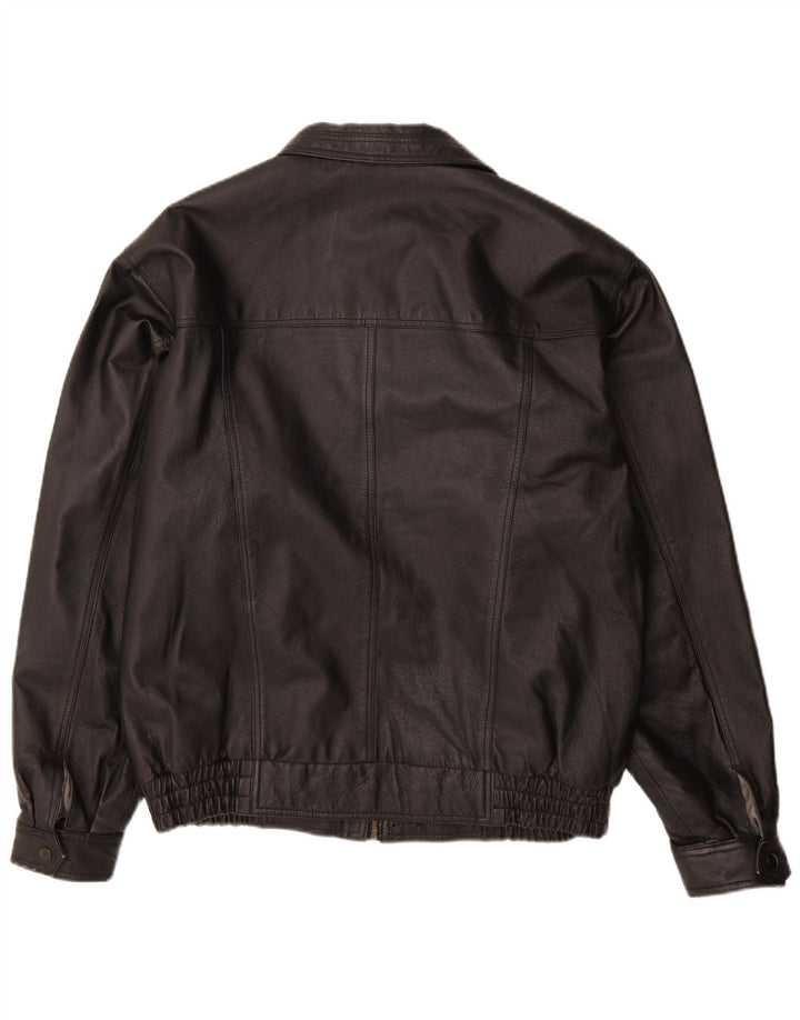 Giacca in pelle vintage da uomo UK 40 grande in pelle nera