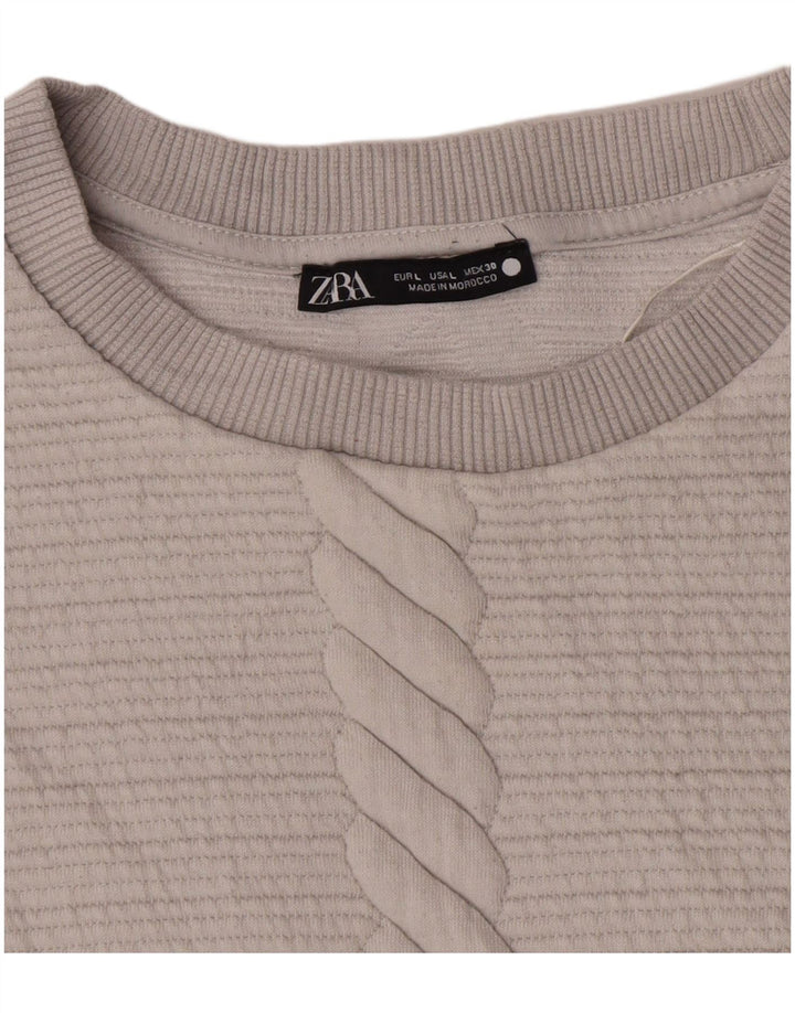 Felpa Zara da donna maglione UK 16 grande poliestere grigio